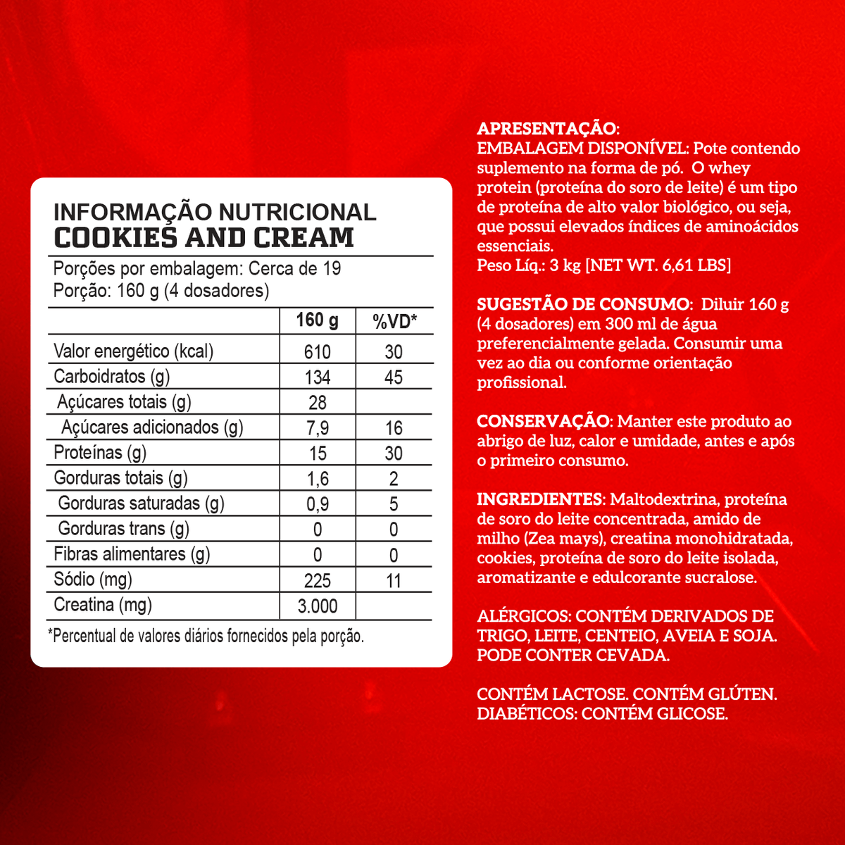 Creamass Hipercalorico com Creatina 3Kg