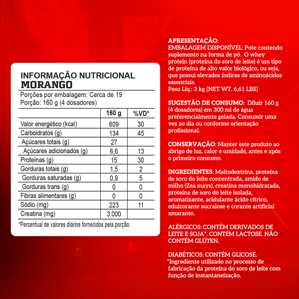 Creamass Hipercalorico com Creatina 3Kg