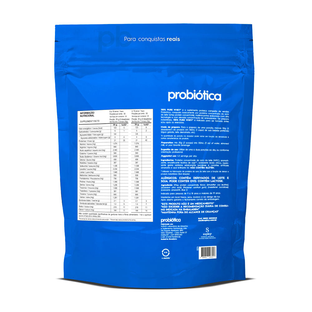 100% Pure Whey Refil 900g Probiótica