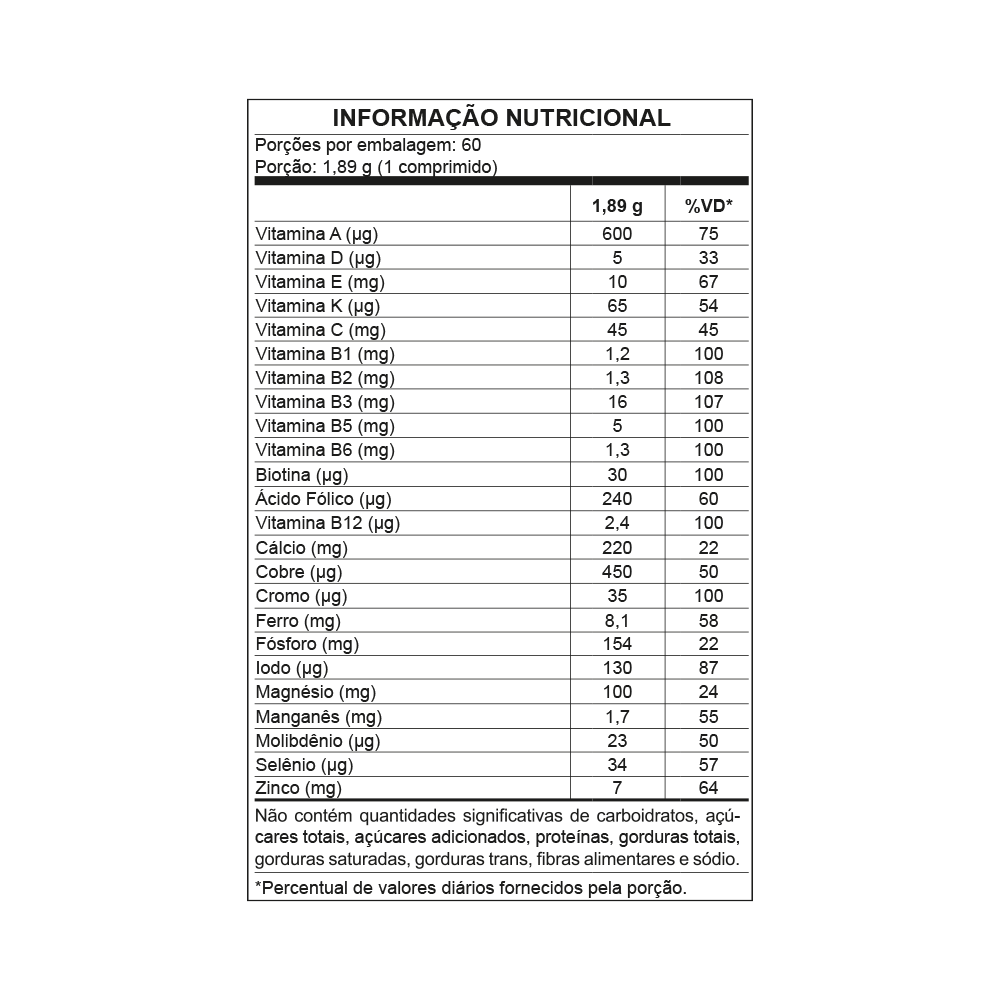 NUTRA VIT COMPLEX A Z 60 Comprimidos Nutrata