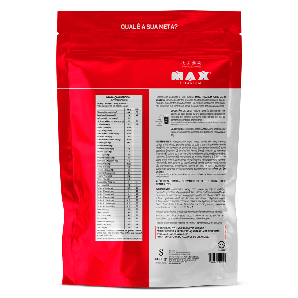 Mass 17500 ZERO LACTOSE 2,4kg Max Titanium
