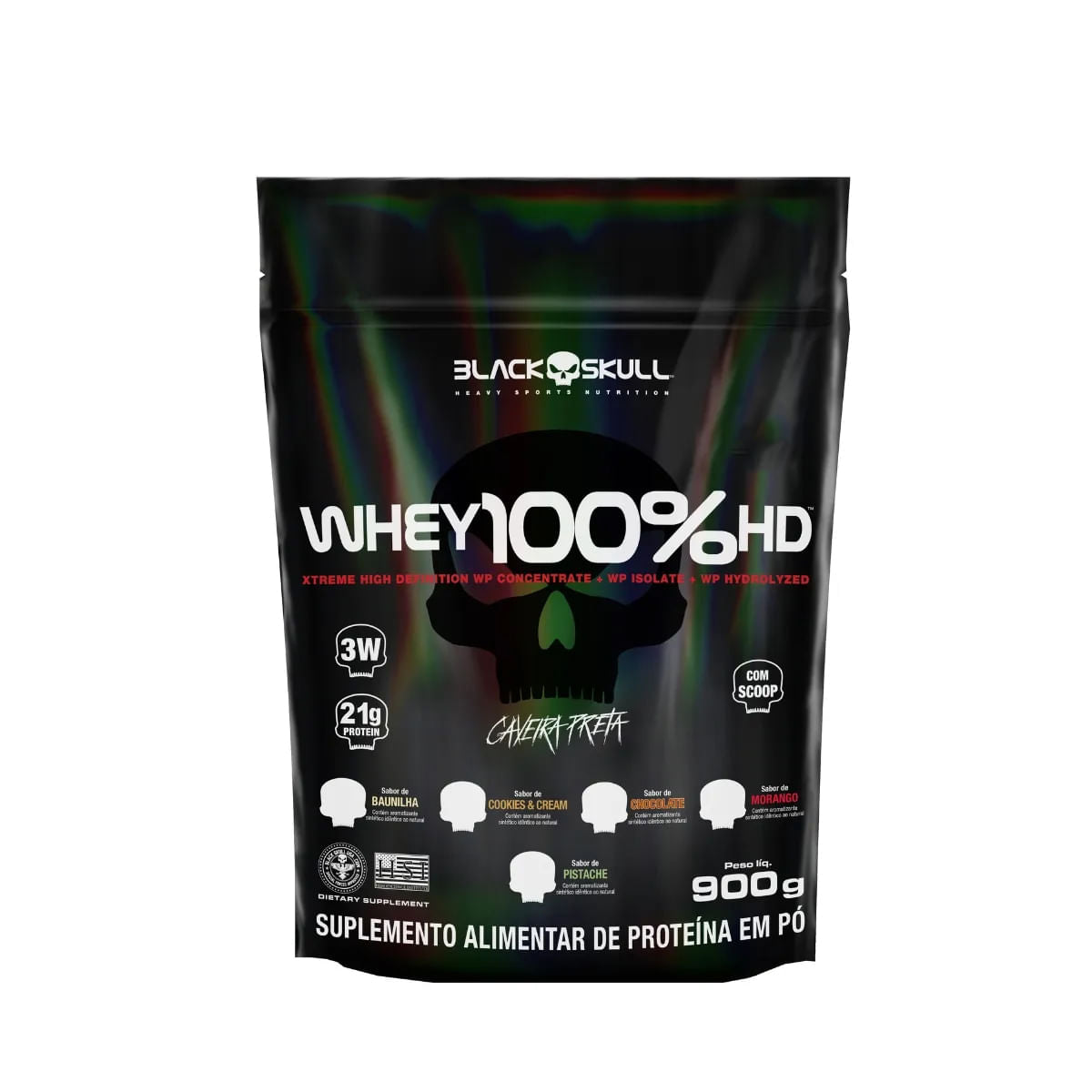 Whey 100% HD 900g Black Skull