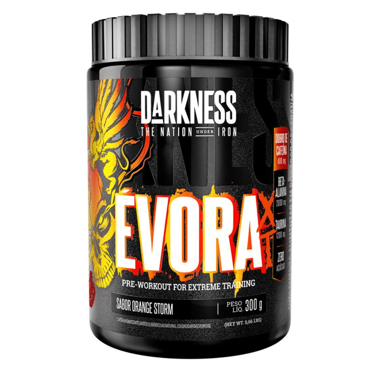 Évora XT Pré-treino Com Dobro De Cafeína 300g Darkness