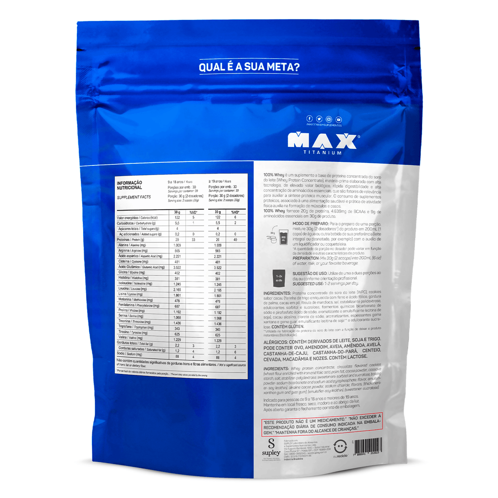Whey 100% Refil 900g Max Titanium