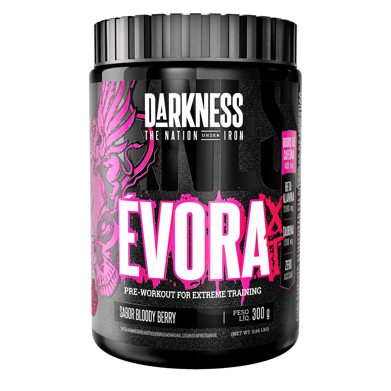 Évora XT Pré-treino Com Dobro De Cafeína 300g Darkness