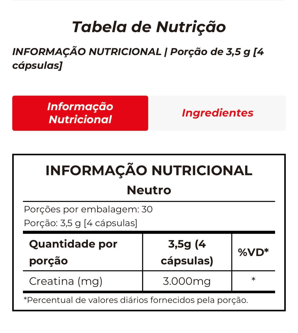 Creatina 100% Pura 120 Cápsulas