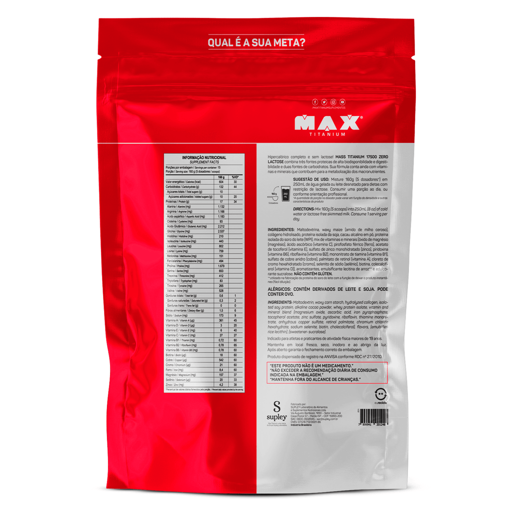 Mass 17500 ZERO LACTOSE 2,4kg Max Titanium